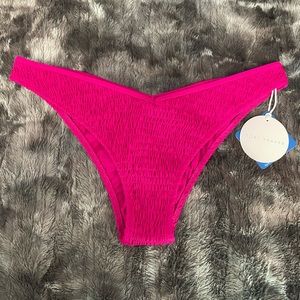 Tori Praver Smocked Sly Cheeky Bikini Bottom in Plum